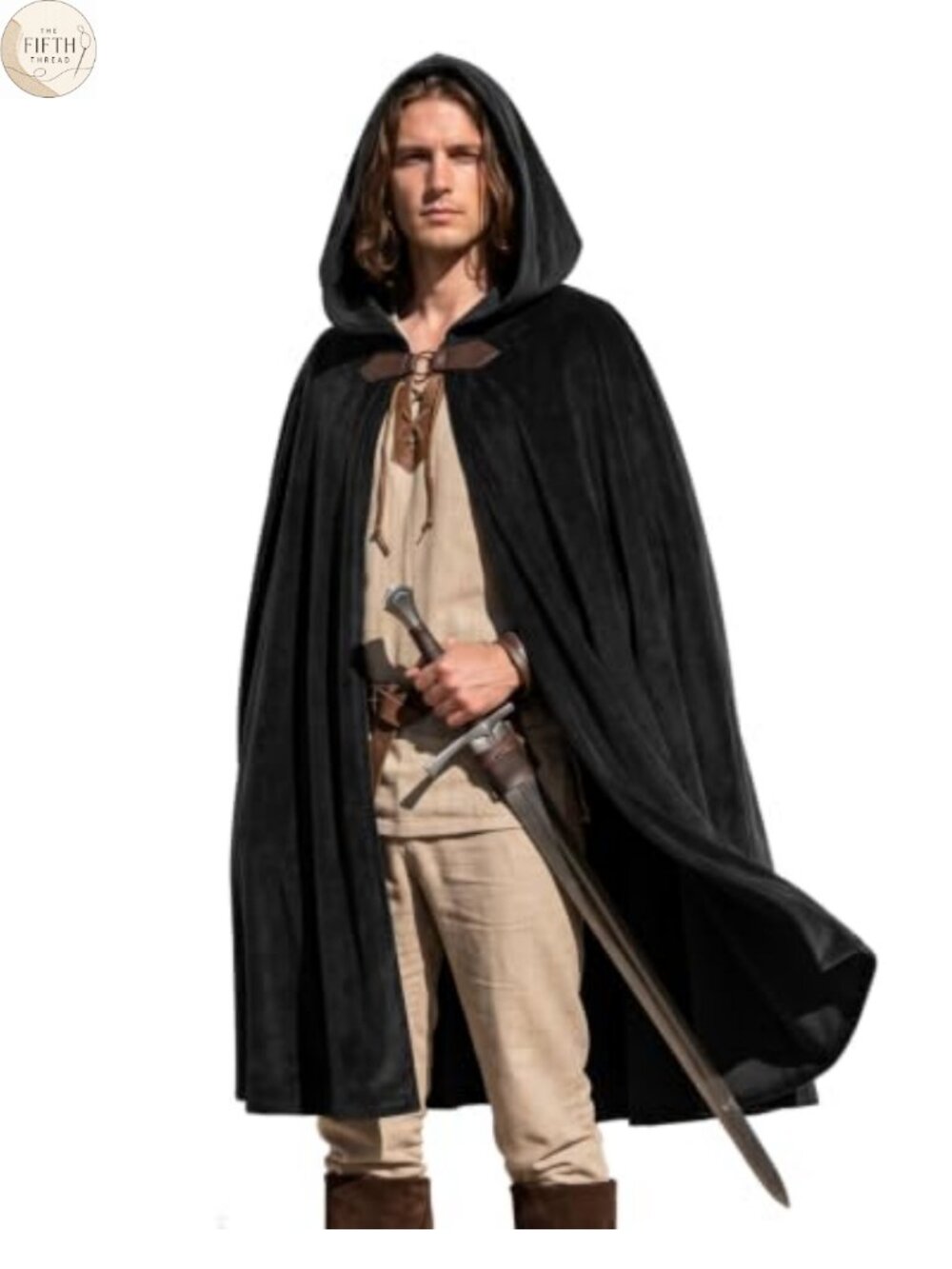 Medieval Velvet Hooded Cloak Renaissance Cape Cosplay LARP